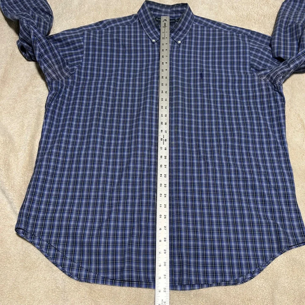 Ralph Lauren Blake Button Down Mens Large Blue Plaid Cotton Long Sleeve Shirt